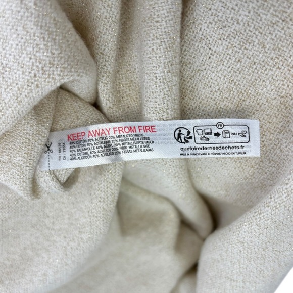 Anthropologie NEW Cream Metallic Knit Side-Slit Midi Skirt - Size‎ Large - Picture 10 of 11